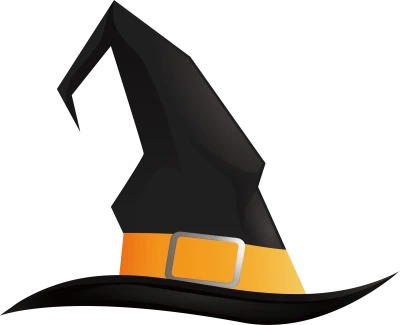 Black Witch Hat with Orange Band Free PNG