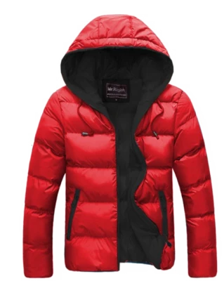 Red Winter Puffer Jacket Hooded PNG Image