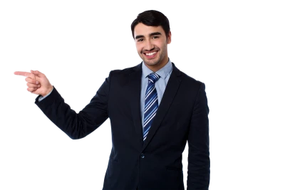 Happy Businessman Pointing Left Clipart