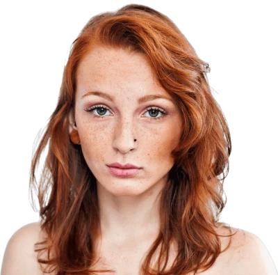 Redhead Woman with Freckles Portrait PNG Image