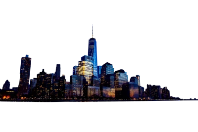 New York City Skyline Night Silhouette Free PNG