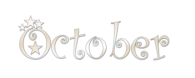 October Month Text with Stars Transparent Background