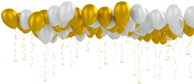 Gold and White Party Balloon Garland PNG Image