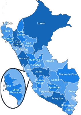 Blue Map of Peru Departments Free PNG