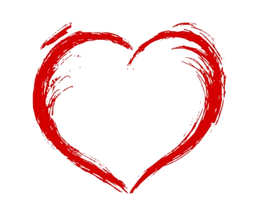 Red Grunge Painted Heart Brush Stroke PNG Image