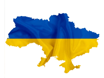 Ukraine Map Shape with Flag Texture Transparent Background