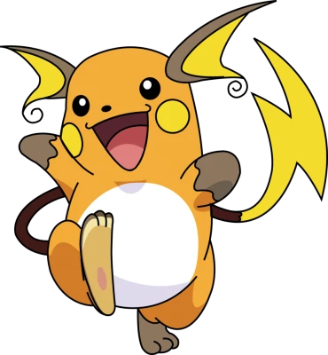 Raichu Pokemon Anime Character Jumping PNG Image