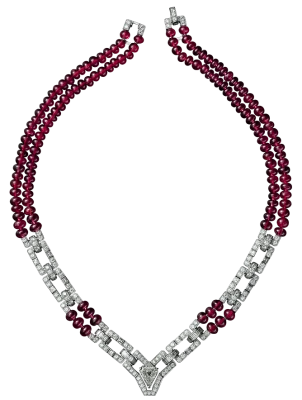Ruby and Diamond Art Deco Necklace Free PNG