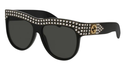 Black Gucci Sunglasses With Rhinestones Free PNG