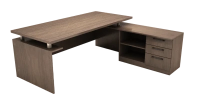 Wooden L-Shaped Executive Office Desk Free PNG