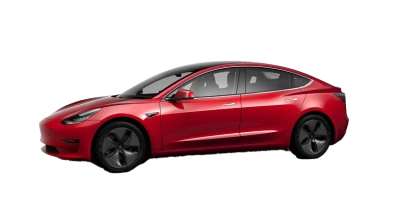 Red Tesla Model 3 Electric Car Free PNG
