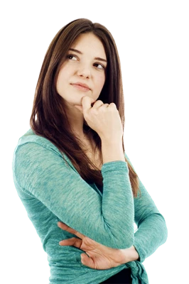 Young Woman Thinking Looking Up Free PNG