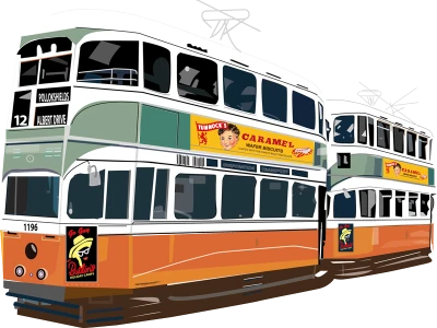 Vintage Glasgow Double Decker Trams Free PNG