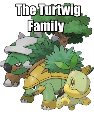 Turtwig Grotle Torterra Pokemon Family Free PNG