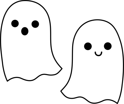 Cute Outline Halloween Ghosts Art Free PNG