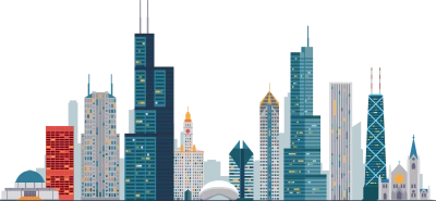 Chicago City Skyline Vector Illustration Free PNG