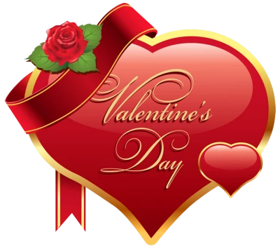 Valentines Day Red Heart Ribbon Free PNG