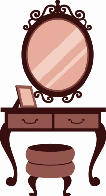 Vintage Vanity Makeup Mirror Desk Free PNG