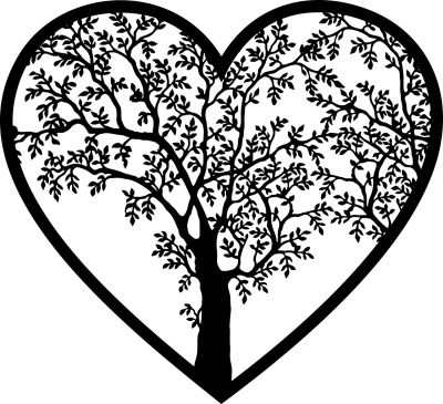 Black Tree Silhouette Heart Shape Free PNG