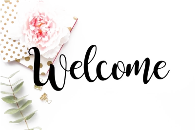 Welcome Text With Pink Peony Free PNG