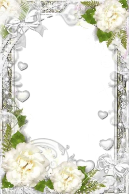 White Floral Wedding Frame Border Free PNG