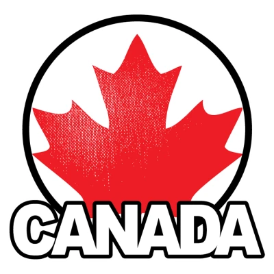 Red Canada Maple Leaf Circle Logo Free PNG