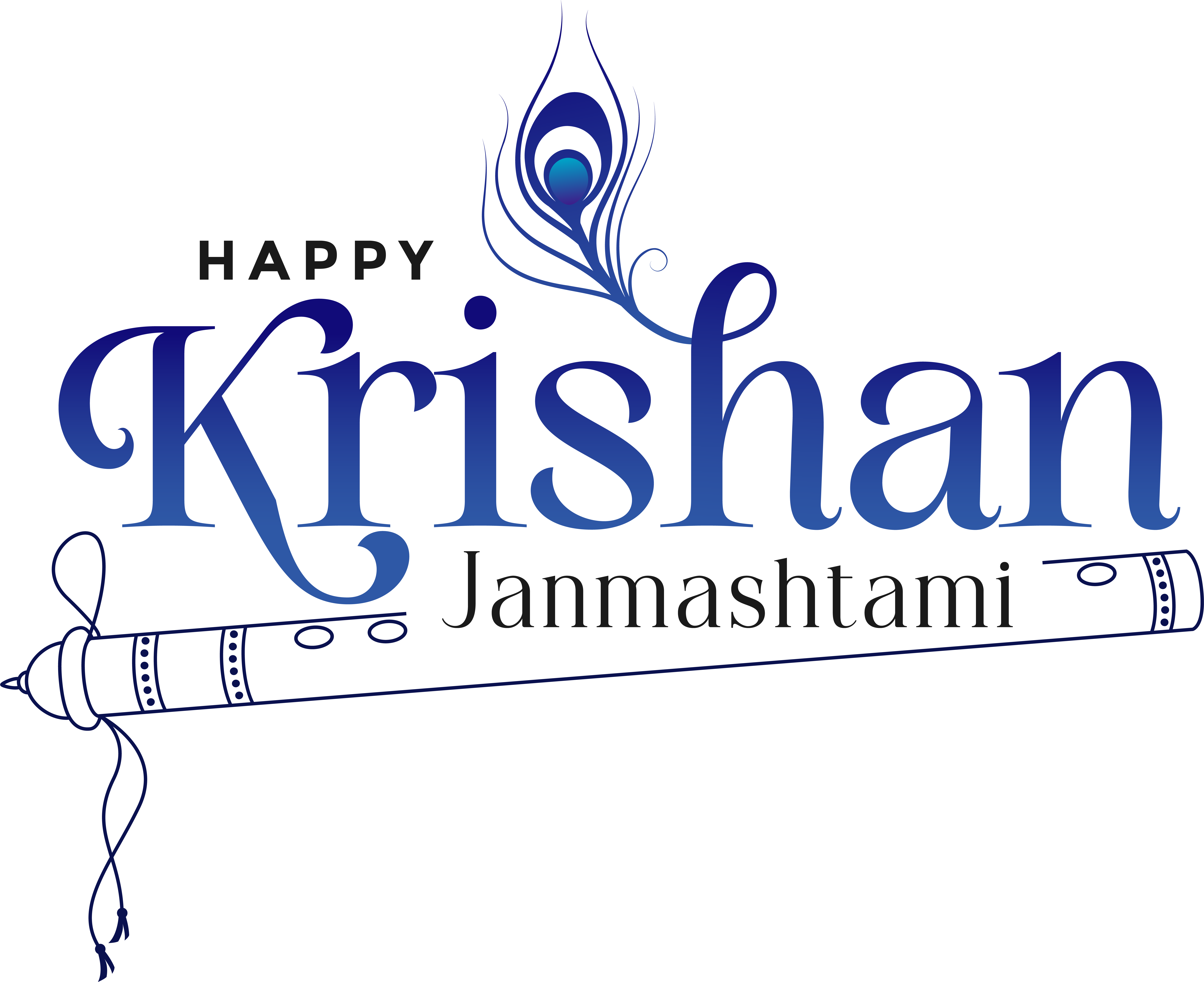 Happy Krishna Janmashtami Text PNG – Transparent Festive Typography 3