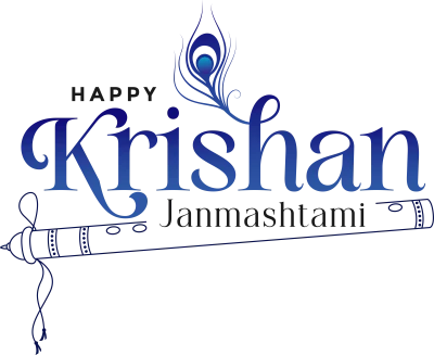Happy Krishna Janmashtami Text PNG – Transparent Festive Typography