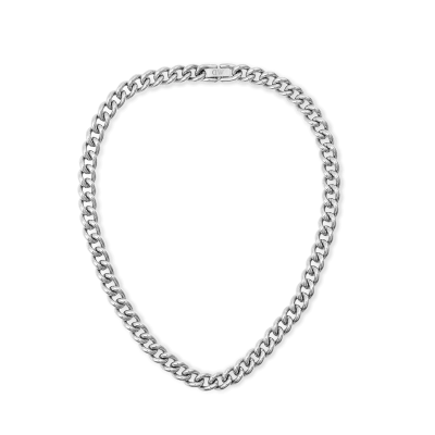 Mens Silver Cuban Link Chain Necklace Free PNG