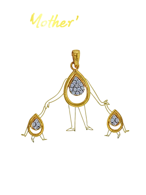 Mothers Day Special Gold Pendant Design Clipart
