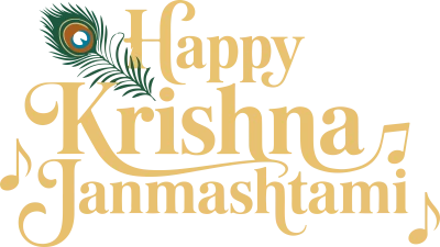 Happy Krishna Janmashtami Text PNG – Transparent Festive Typography