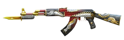 Golden Dragon Skin AK47 Assault Rifle Free PNG