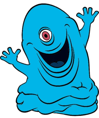 Blue One-Eyed Monster Character Free PNG