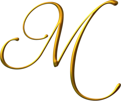 Luxury Golden Cursive Letter M Clipart