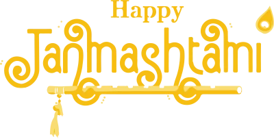 Happy Janmashtami PNG Text – Elegant Devotional Typography