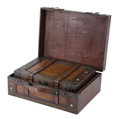 Open Double Wooden Treasure Chest Free PNG