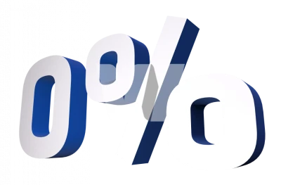 Blue 3D Zero Percent Interest Rate Icon PNG Image