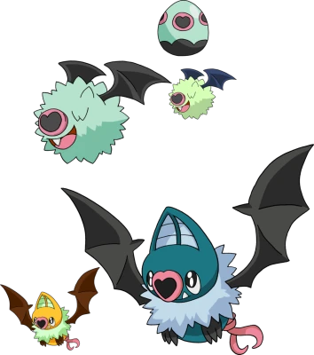 Woobat and Swoobat Pokemon Set PNG Image