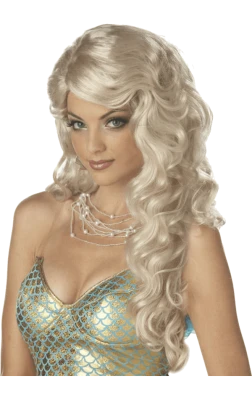 Blonde Mermaid in Golden Shell Top PNG Image