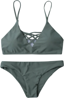 Green Bikini Swimwear Set PNG Image