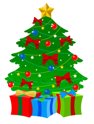 Decorated Christmas Tree with Gifts Clipart