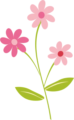 Spring Pink Flowers on Stem PNG
