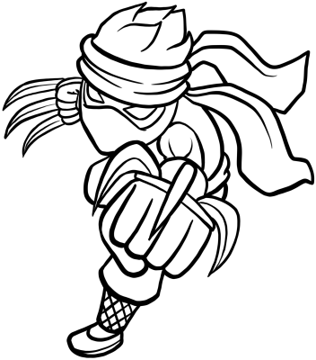 Ninja Warrior Action Line Art Free PNG