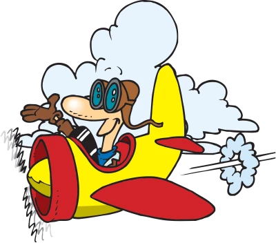 Funny Pilot in Yellow Plane Free PNG