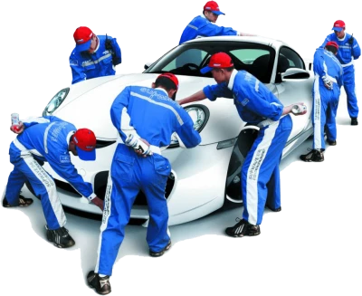 Racing Pit Crew Working on Car PNG