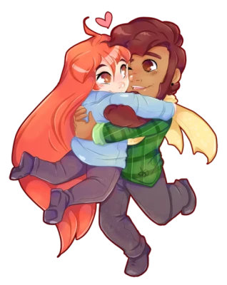 Cute Hugging Couple Chibi Clipart