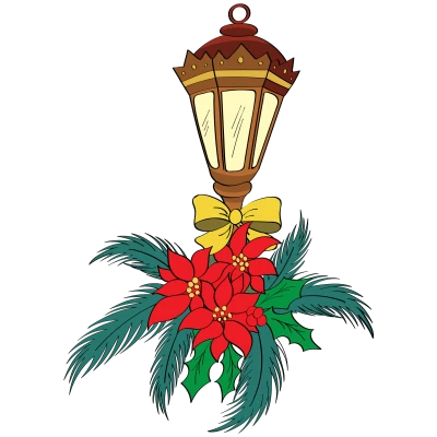Christmas Lantern with Poinsettia Clipart