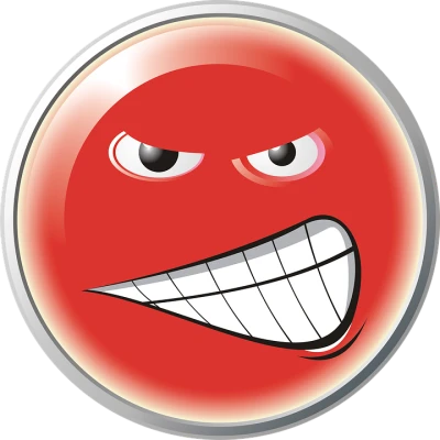 Angry Red Emoji Button Clipart