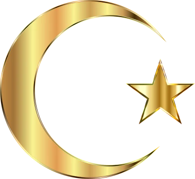 Golden Islamic Star and Crescent PNG