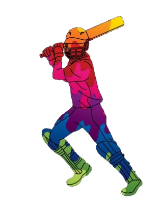 Colorful Cricket Player Graphic PNG Image